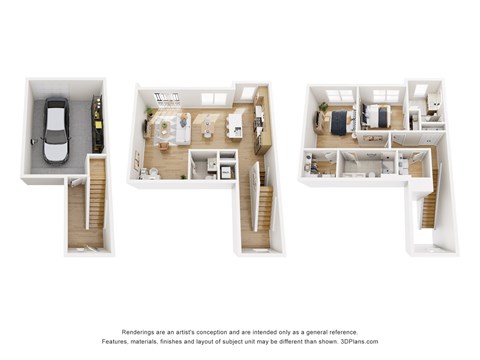 Floor plan for 2 beds, 2.5 baths, 1513 sqft